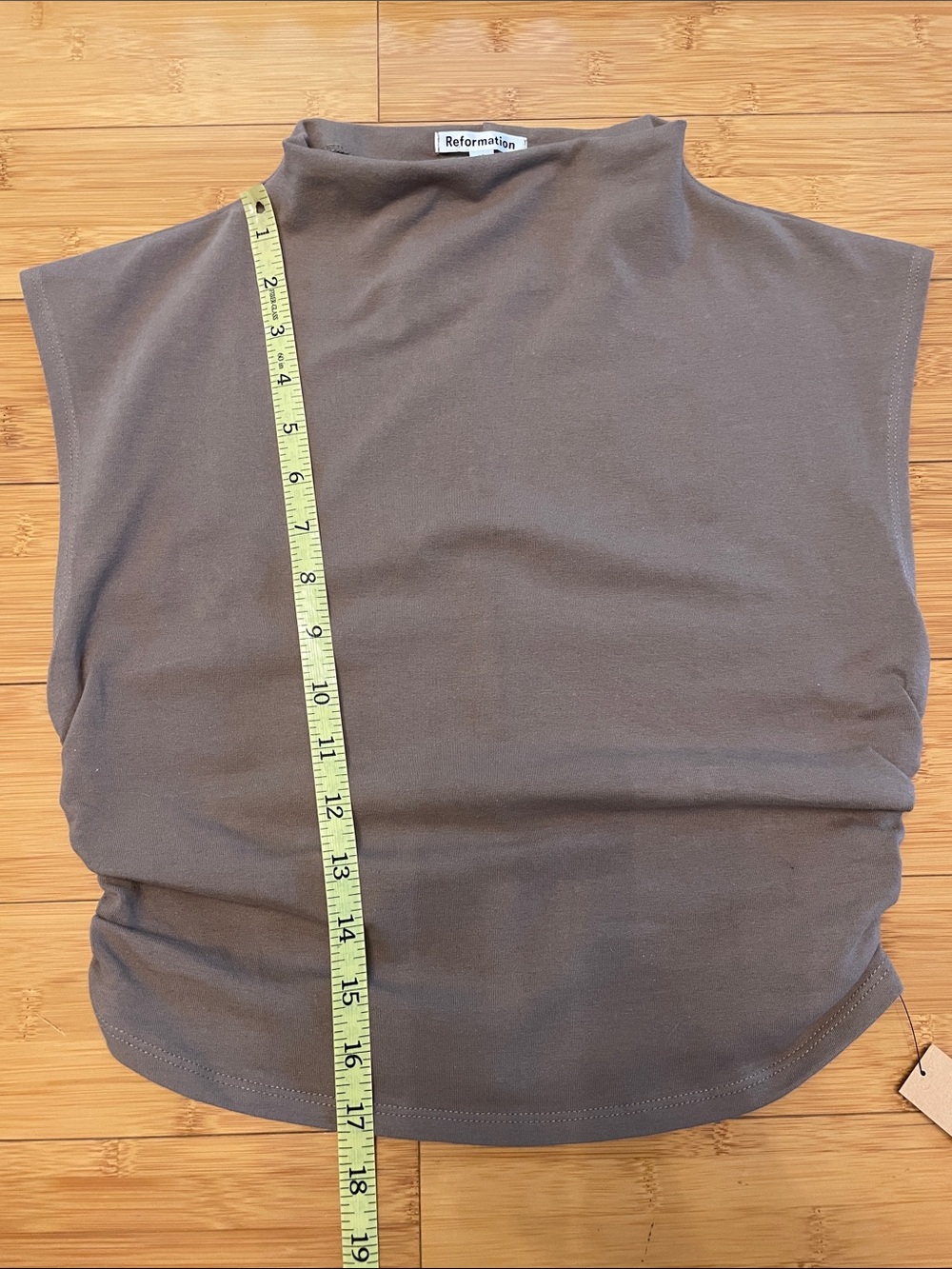 Reformation Foster Knit Two Piece Medium Shitake High Neck Rushed Sides - Picture 13 of 13